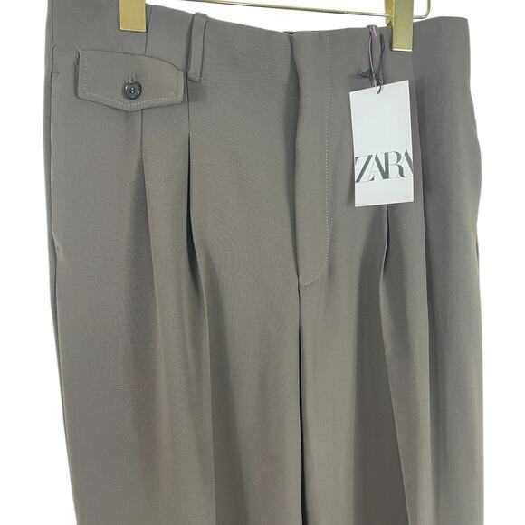 Zara Wide Leg Pants With Darts Minimalist Quiet Luxury Oversized Slacks NEW - Picture 9 of 12